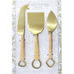 Cheese Knife Set - Rattan and Brass
