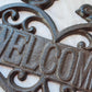 Cast Iron 'Welcome' Plaque with Love Birds