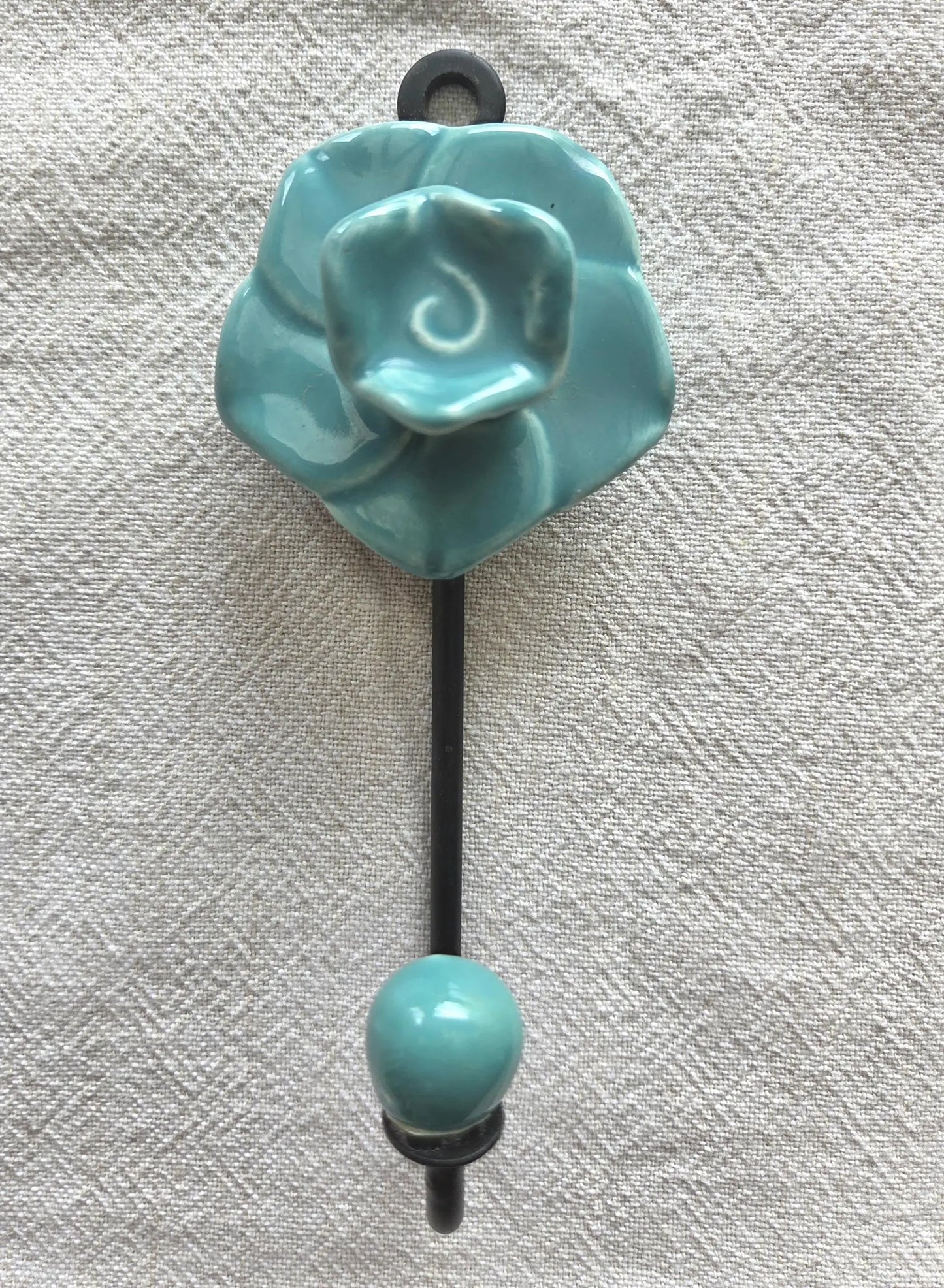Rose Hook - Ceramic & Metal - Turquoise
