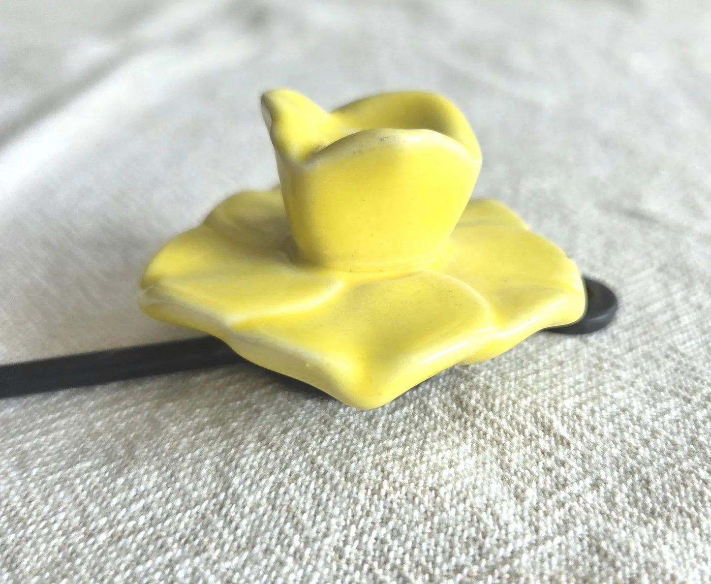 Rose Hook - Ceramic & Metal - Yellow