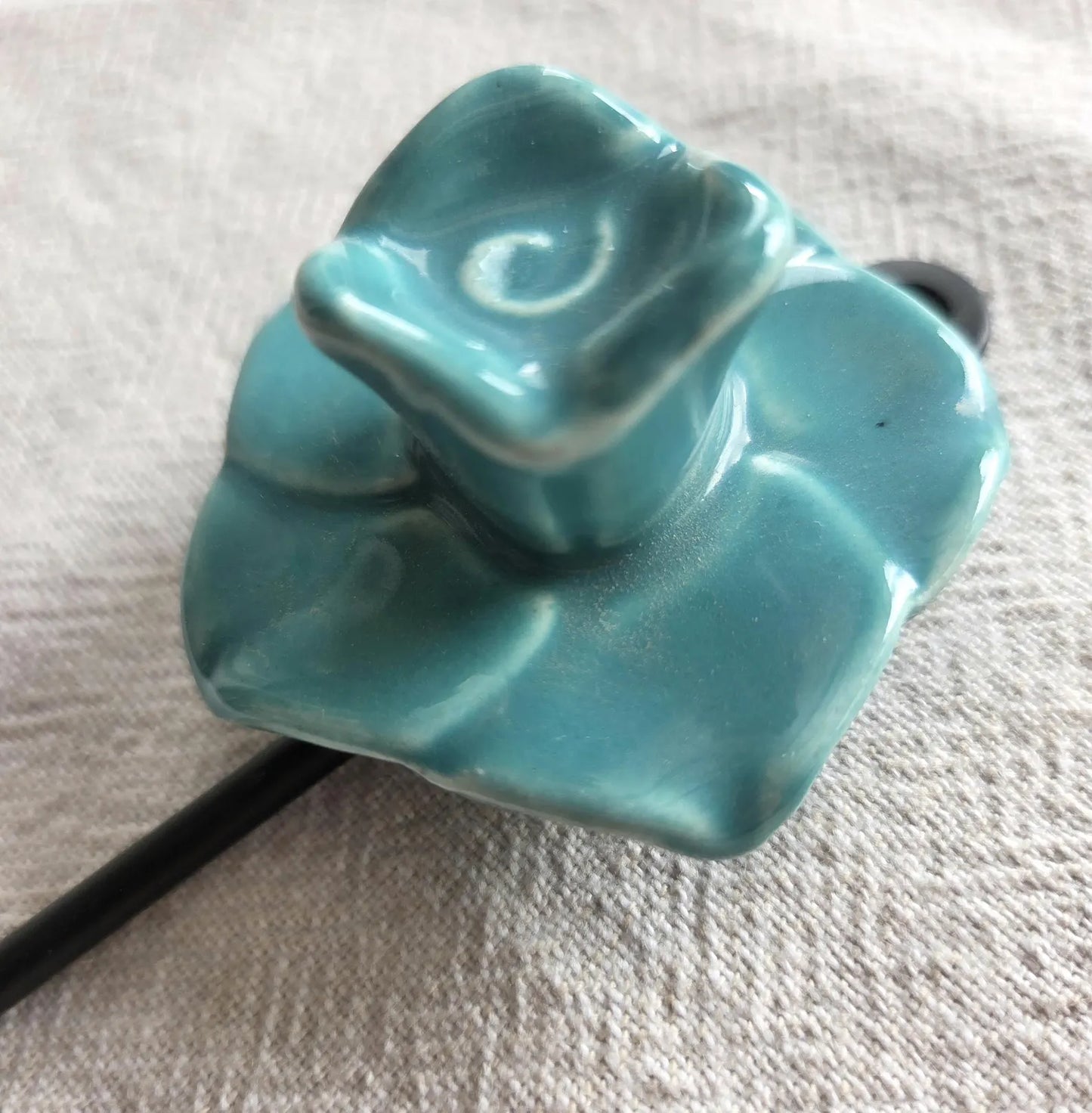 Rose Hook - Ceramic & Metal - Turquoise