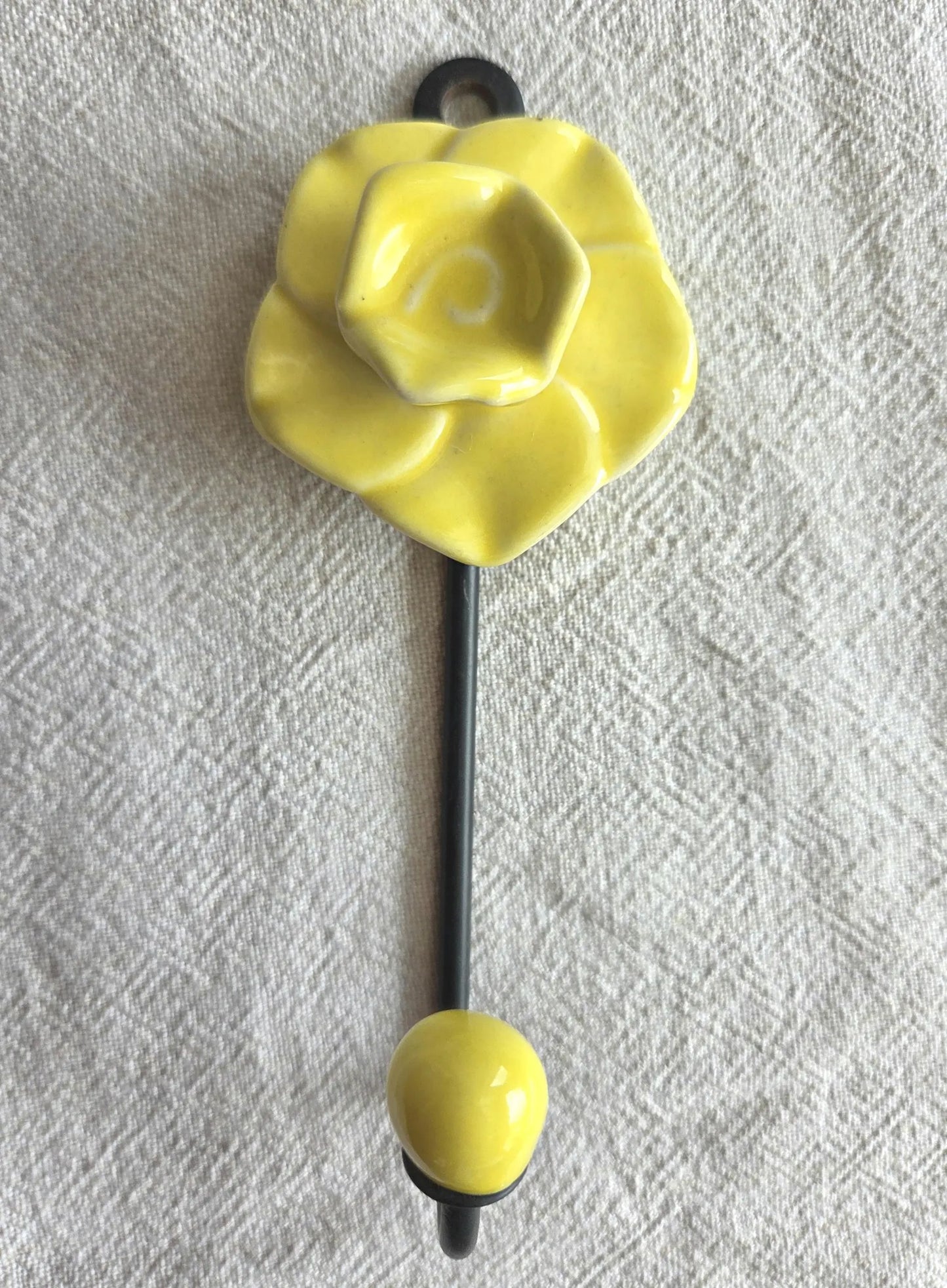 Rose Hook - Ceramic & Metal - Yellow