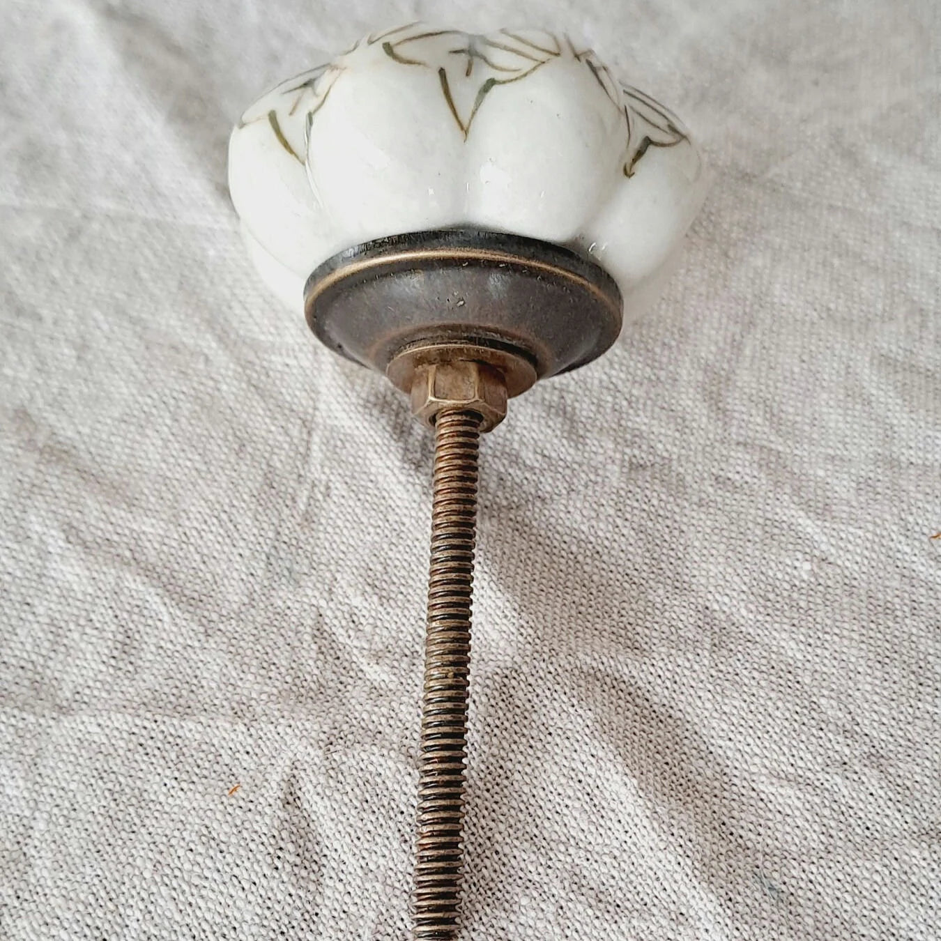 Ceramic Knob - Vintage Floral - Olive Green - Drawer, Cabinet & Cupboard Knob