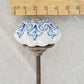 Blue & White Ceramic Drawer/Cabinet Knob - Vintage Floral