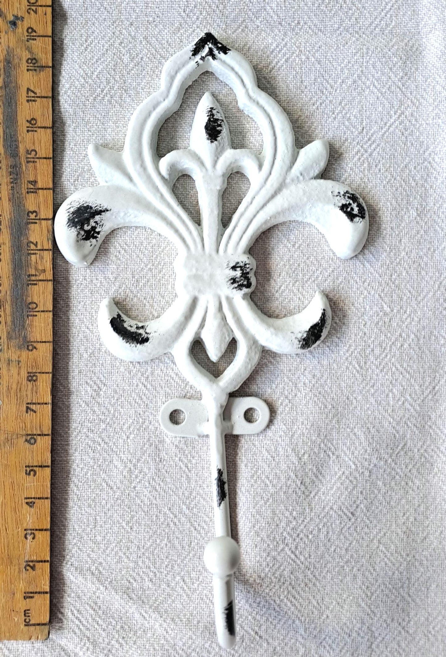 Fleur de Lis Wall Hook - White