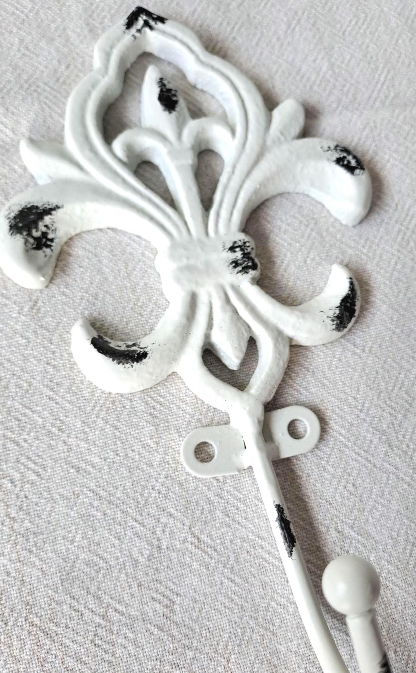 Fleur de Lis Wall Hook - White