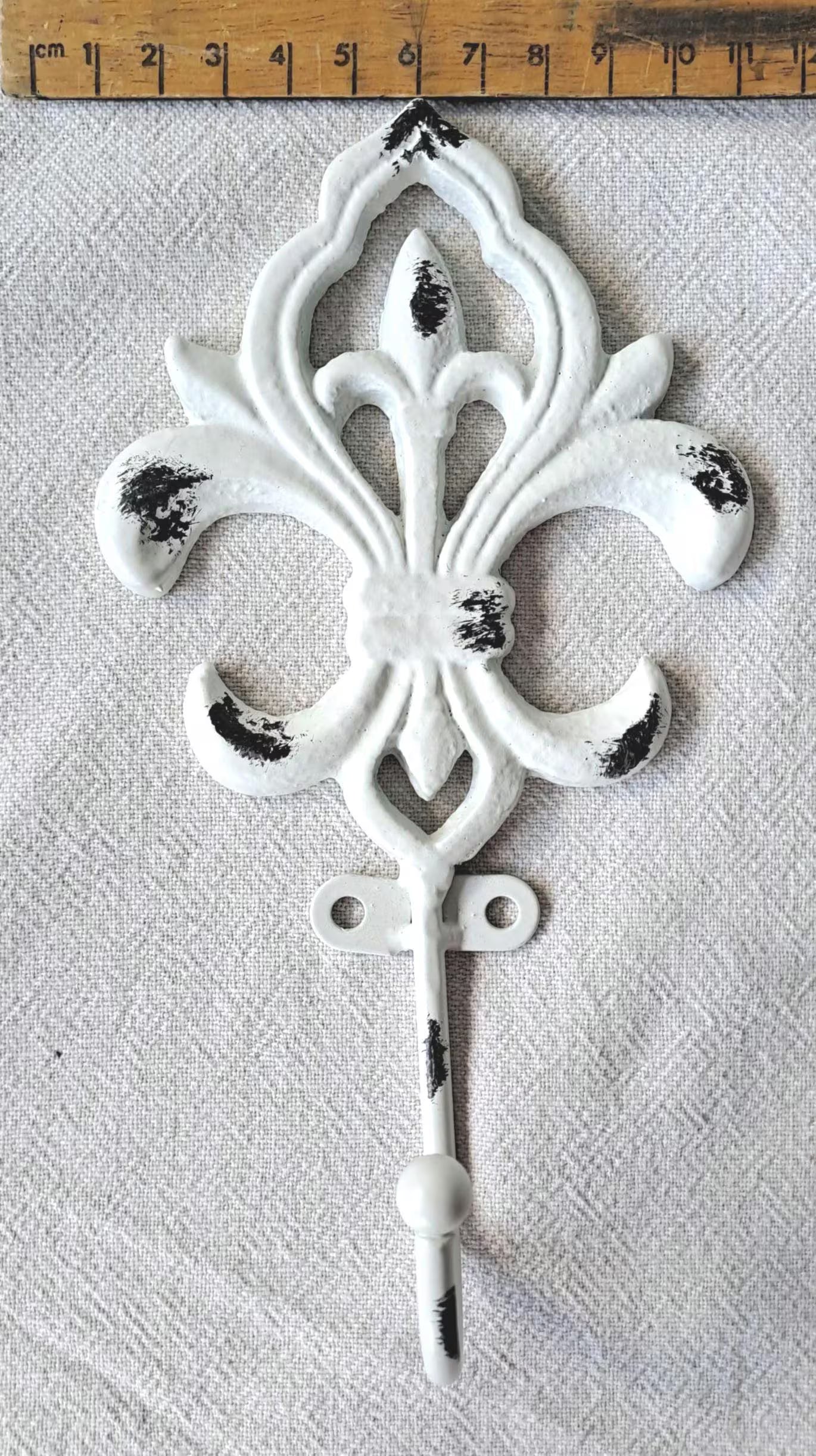 Fleur de Lis Wall Hook - White