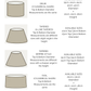 Chart detailing different lampshade shapes and their available sizes.