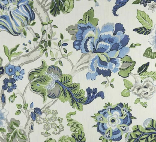 FABRIC SAMPLE - Fanciful Florale Alabaster P.Kaufmann Fabric