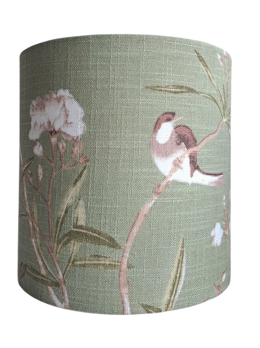 Green Garden Drum Lampshade 20 cm D x 22cm H