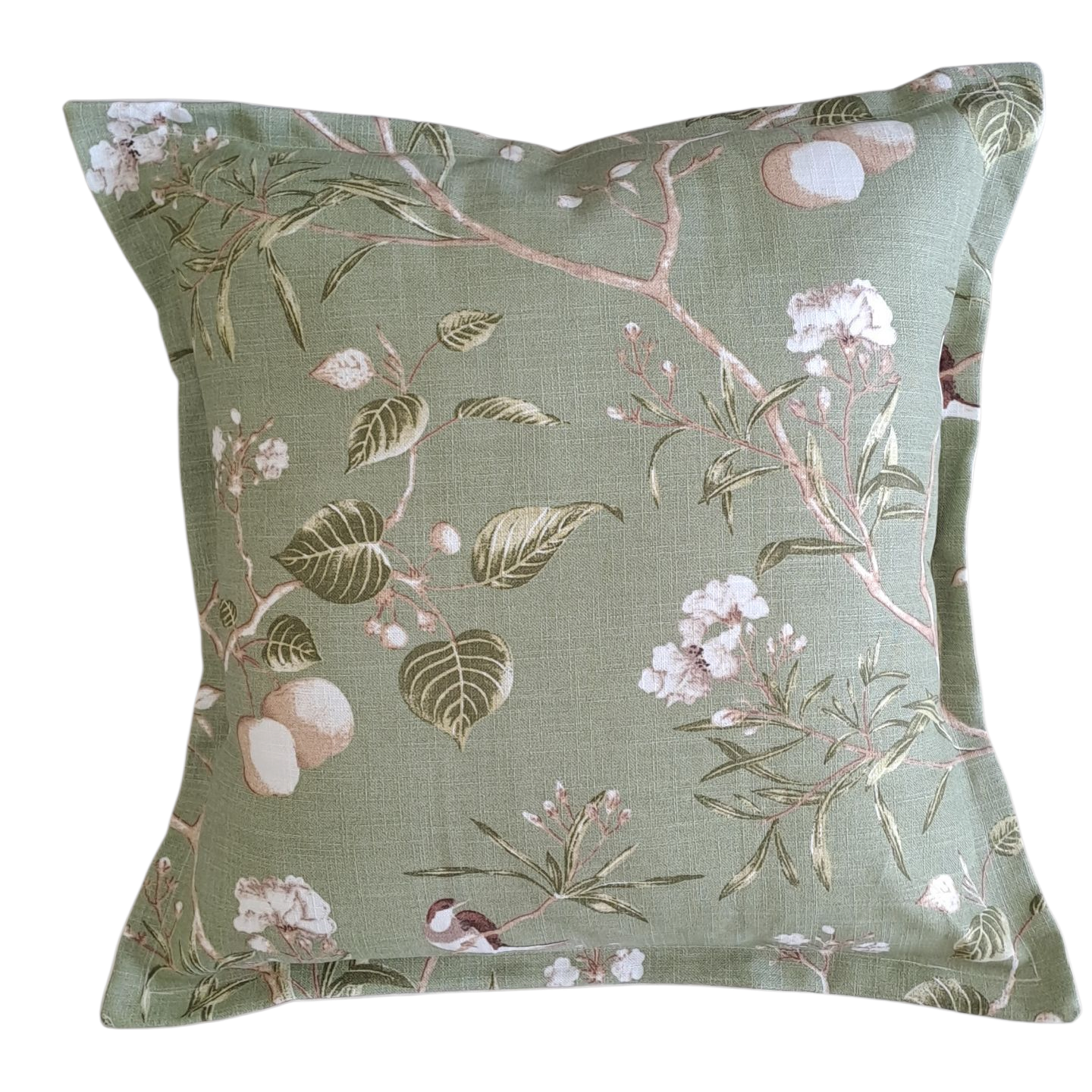Decorative pillow with floral pattern on a white background