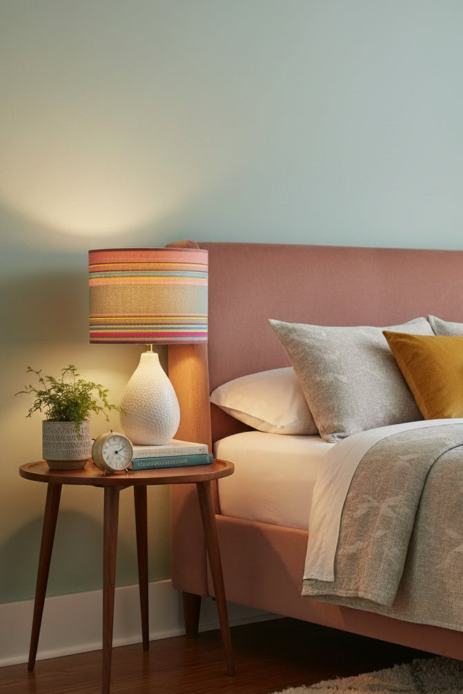 Oval Lampshade - Lawton Stripe Fabric by Anna Spiro Textiles
