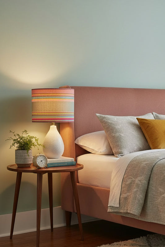 Oval Lampshade - Lawton Stripe Fabric by Anna Spiro Textiles