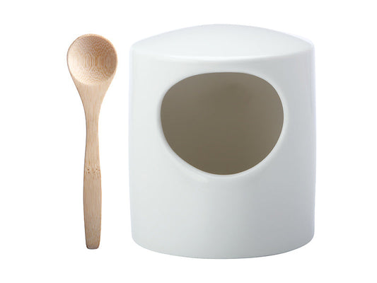 Maxwell & Williams Salt Pig with Bamboo Spoon - White