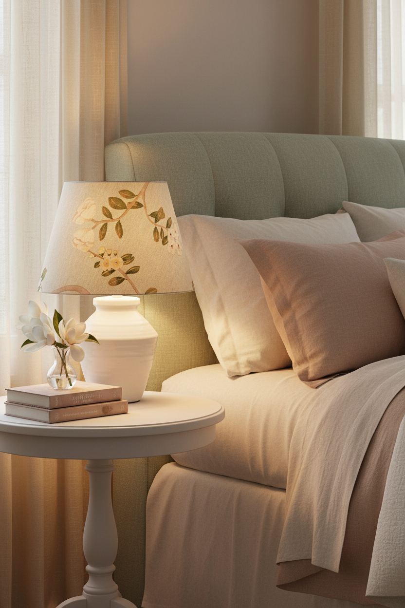 Tapered Lampshade - MOKUM Sakura (Duck egg) Fabric
