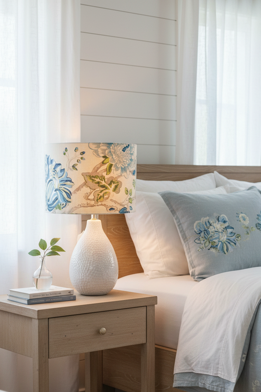 Drum Lampshade - Fanciful Florale Alabaster P.Kaufmann Fabric