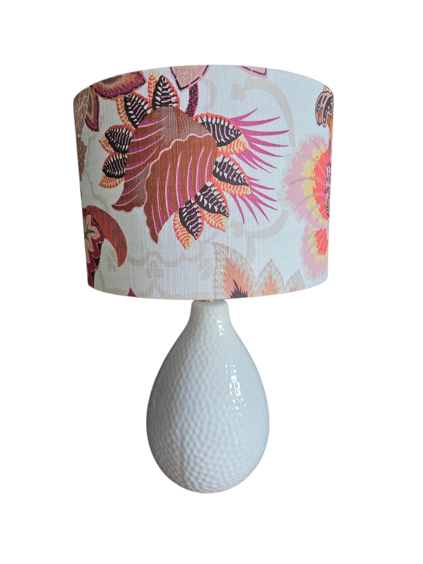 Drum Lampshade - Zelda Floral Fruit Punch P.Kaufmann Fabric