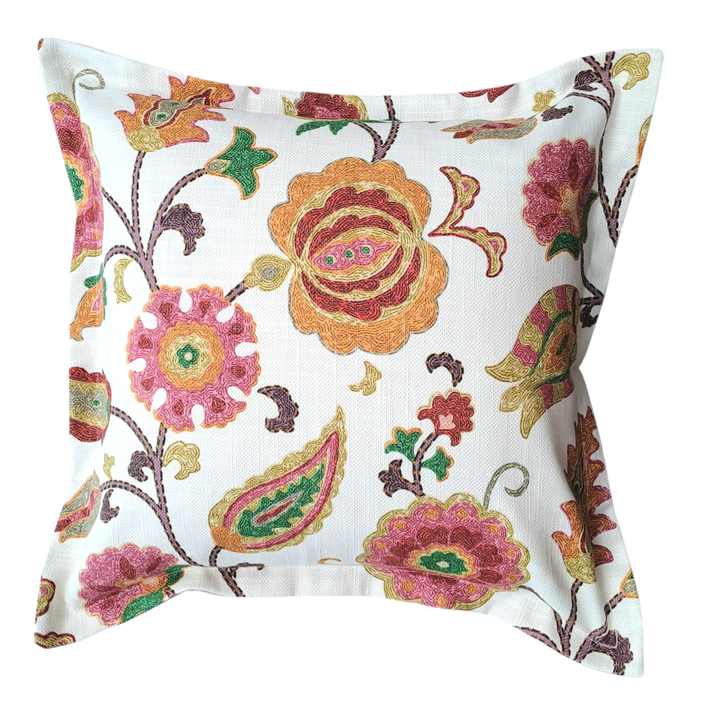 Throw Cushion with Flange Edge - P.Kaufmann Samira Tutti Fruity with Stone Cotton Back