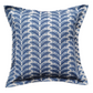 Throw Cushion with Flange Edge - Blue Leaf Print - Woodcote (Delf) by ILIV Fabric