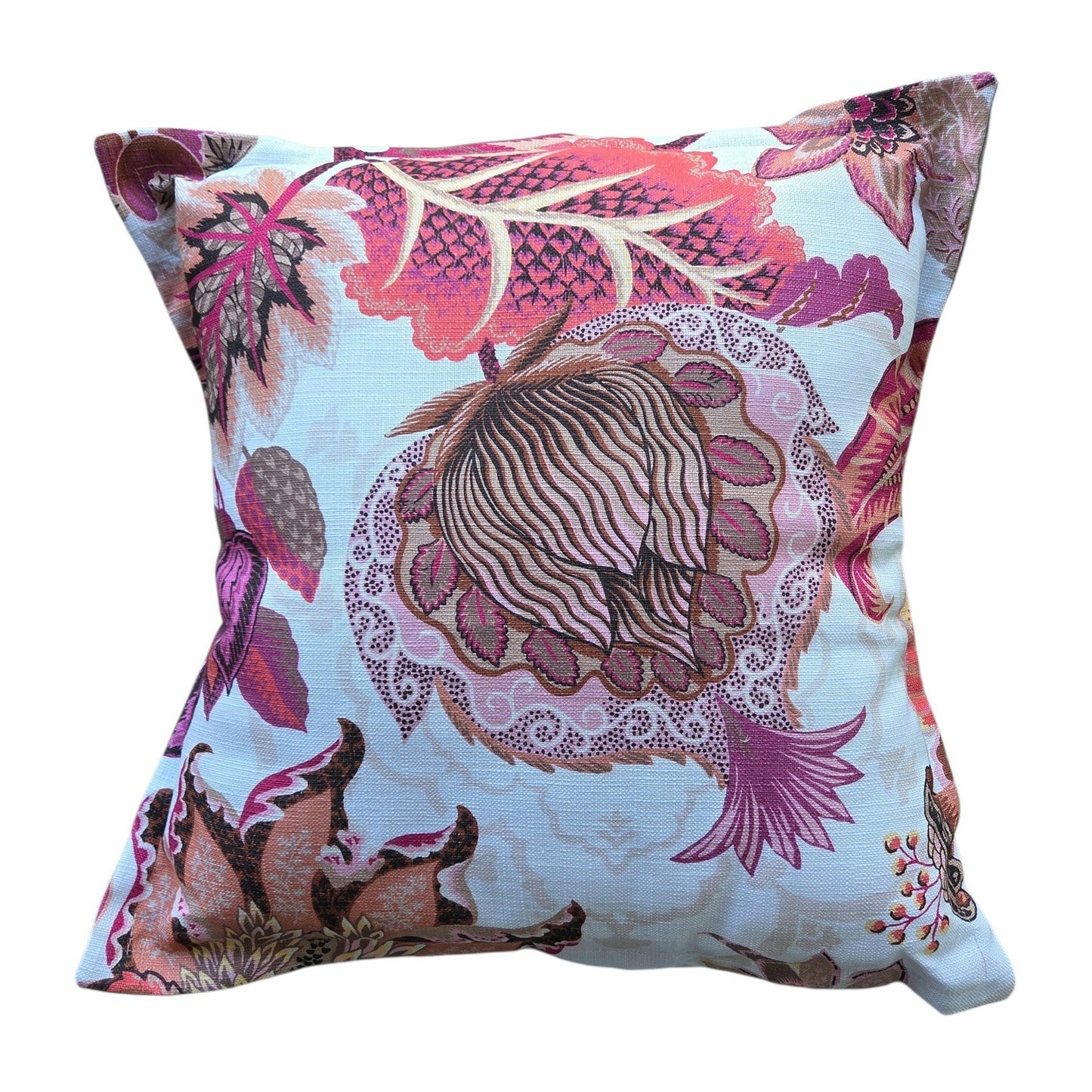 Throw Cushion with Flange Edge - Zelda Floral Fruit Punch P.Kaufmann Fabric
