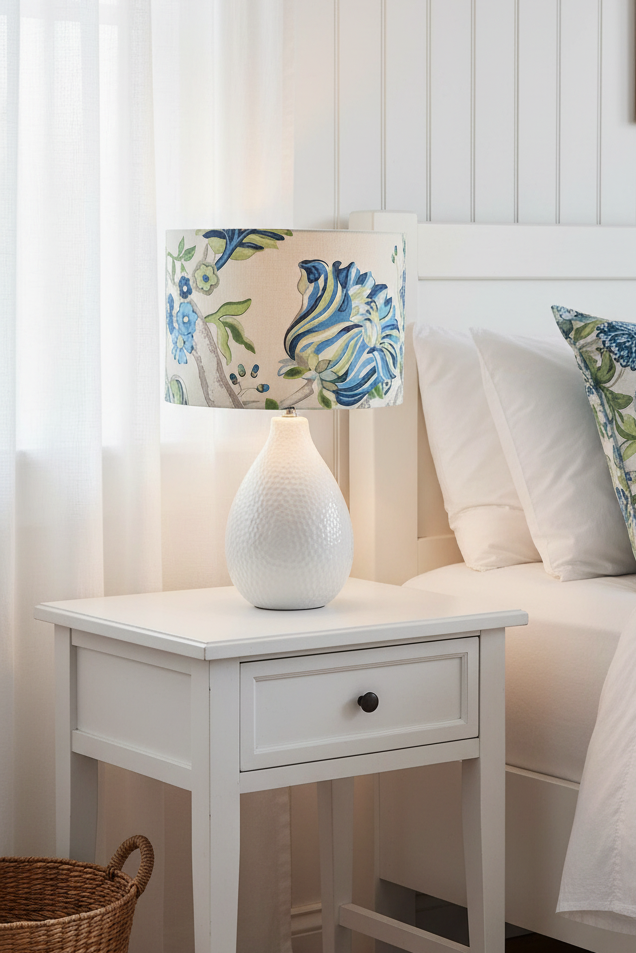 Drum Lampshade - Fanciful Florale Alabaster P.Kaufmann Fabric