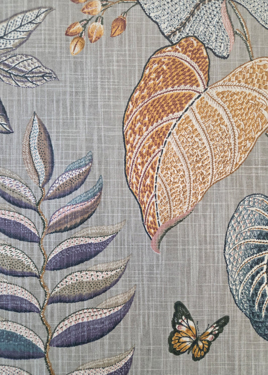 Drum Lampshade - Butterfly Orchid Trail - Platinum - P.Kaufmann Fabric™