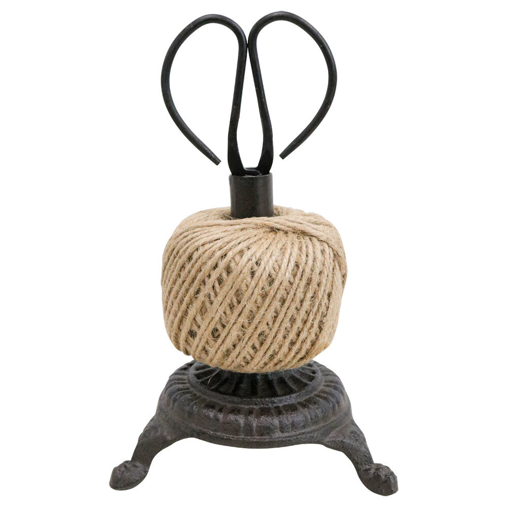 String Holder with Scissors - Cast Ion