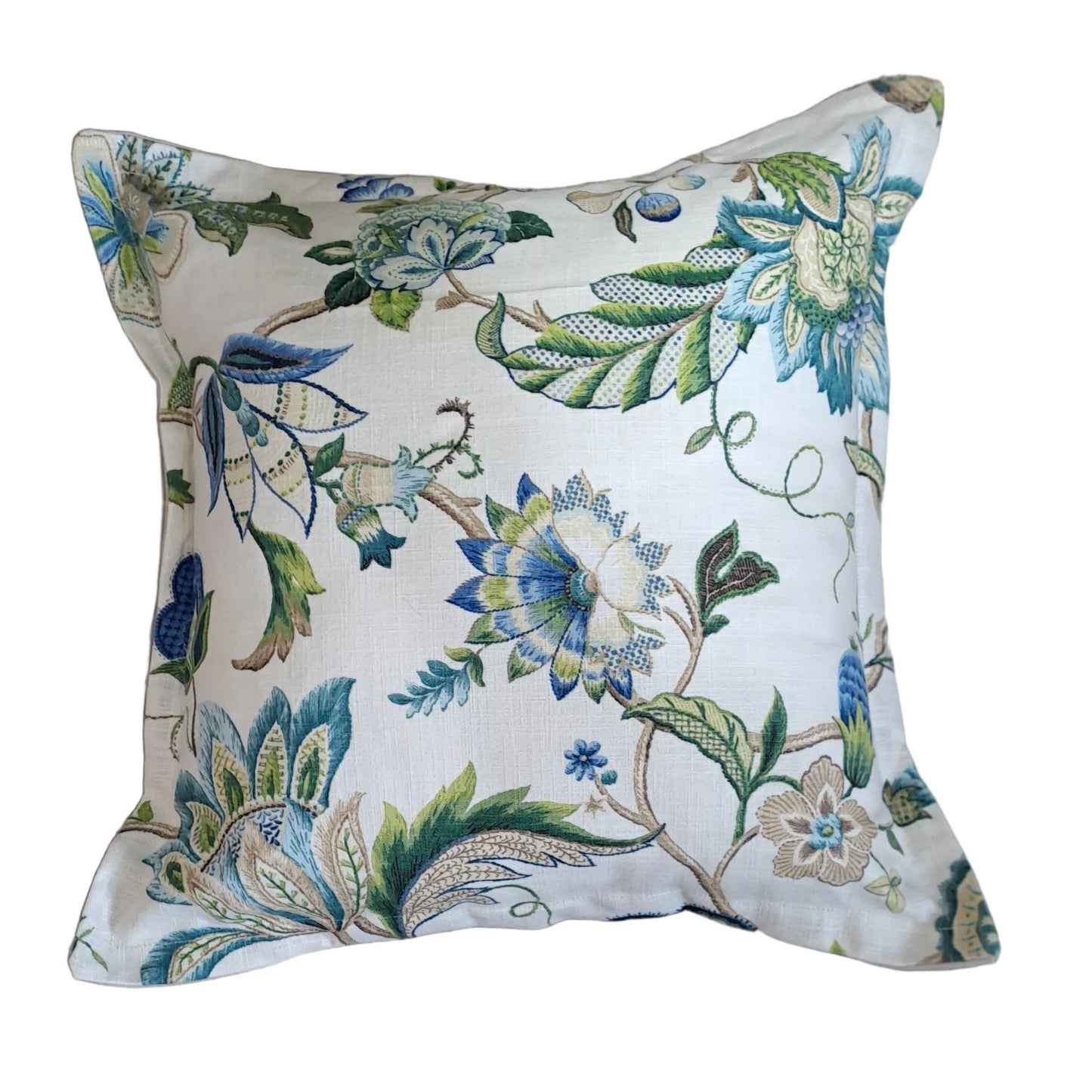 Floral patterned pillow on a white background