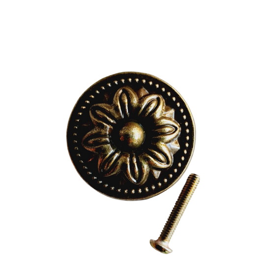Antique Bronze MEDIUM 'Vintage Flower' Metal Knob
