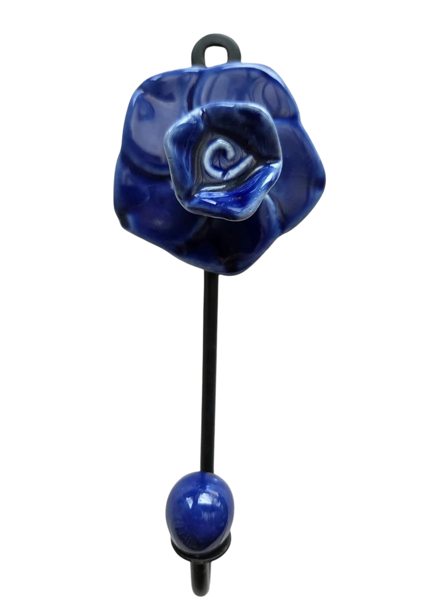 Rose Hook - Ceramic & Metal - Blue