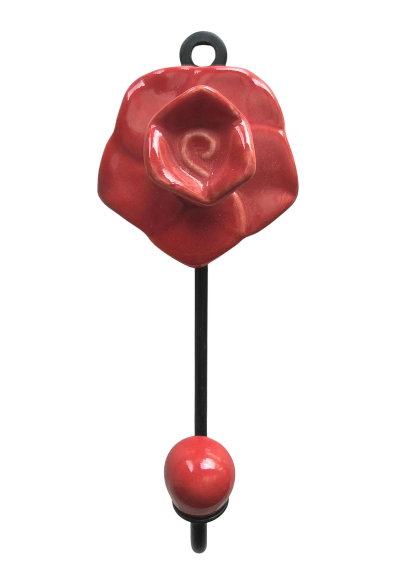 Rose Hook - Ceramic & Metal - Red