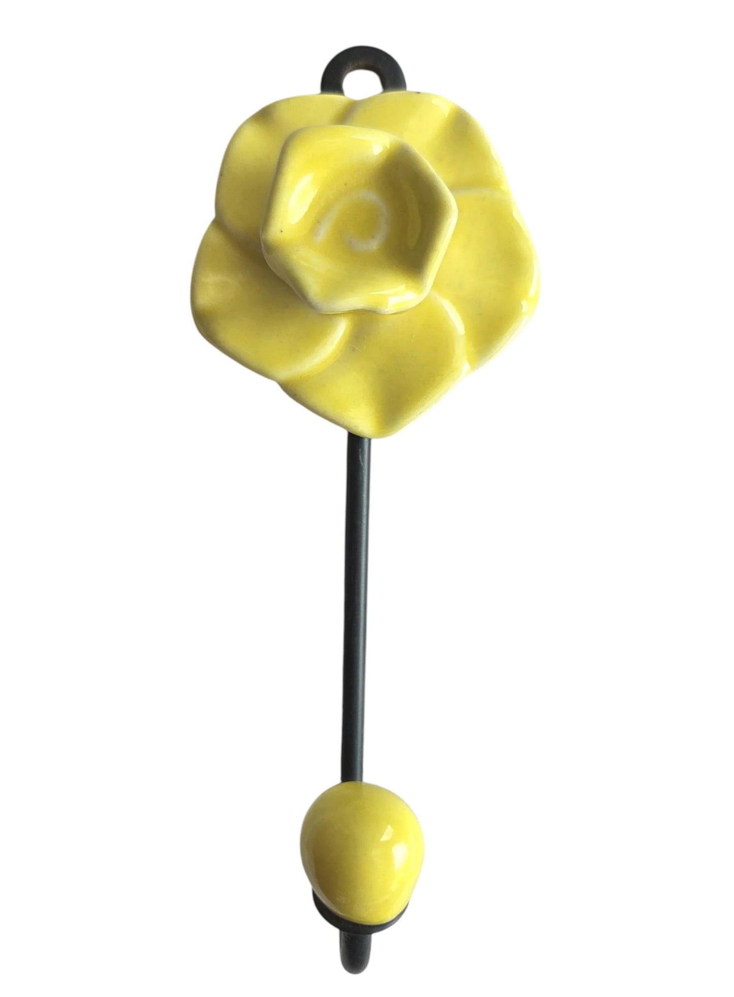 Rose Hook - Ceramic & Metal - Yellow