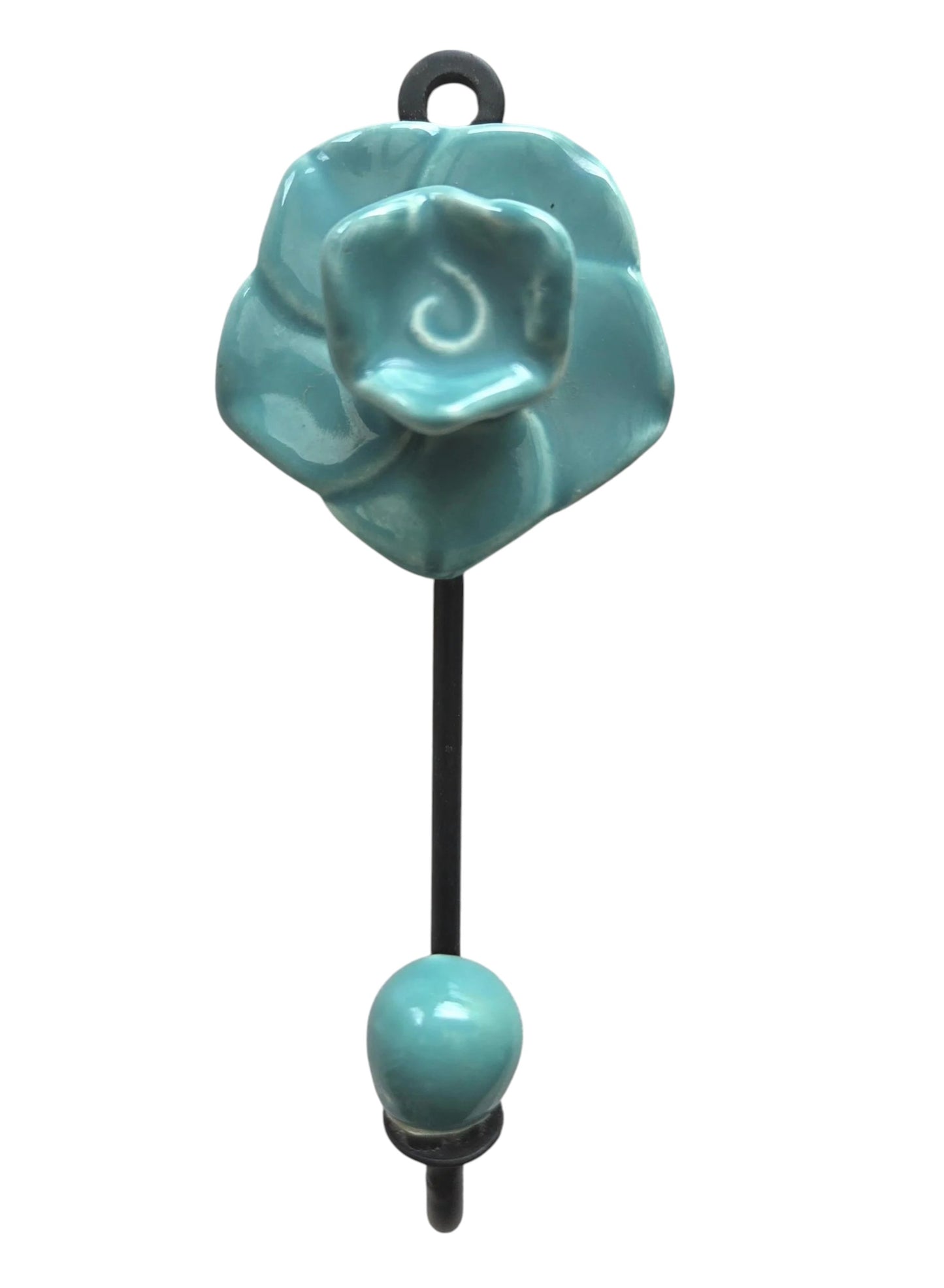Rose Hook - Ceramic & Metal - Turquoise